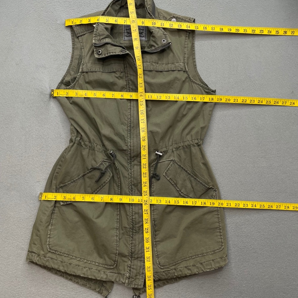 Levi's Utility Vest S Olive Green Military Safari Cargo Photographer Cotton - Picture 5 of 13